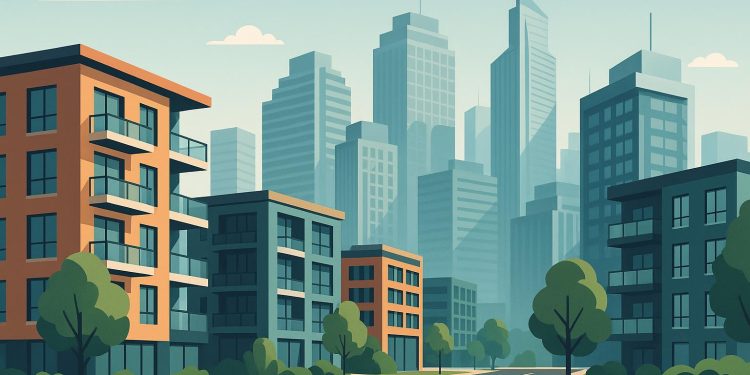 Modern city skyline with innovative residential buildings highlighting future urban real estate trends
