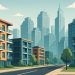Modern city skyline with innovative residential buildings highlighting future urban real estate trends