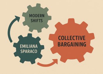 Collective bargaining negotiation table with documents representing modern labor agreement discussions