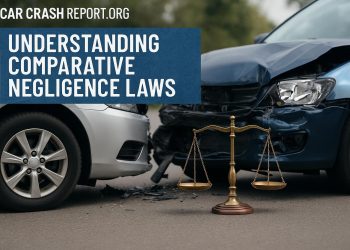 Two damaged cars on a roadway highlighting comparative negligence in car accident cases